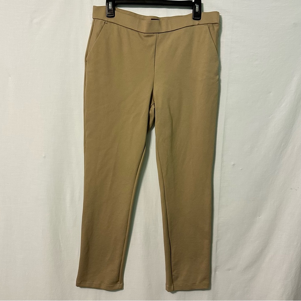 Lee Knit Pants Women’s Size 8 Beige Straight Leg Side Zip Comfort Stretch Career